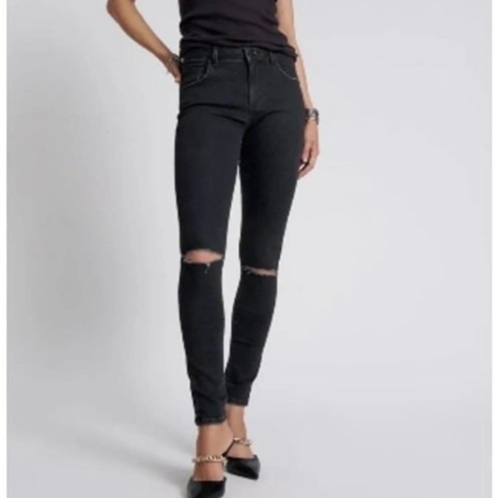 OneTeaspoon High Waist Freebirds Black Skinny Jeans Zipper Ankle Womens 26 New